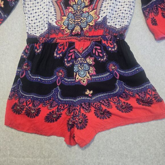 Angie Red and Black Patterned Romper - Picture 14 of 16